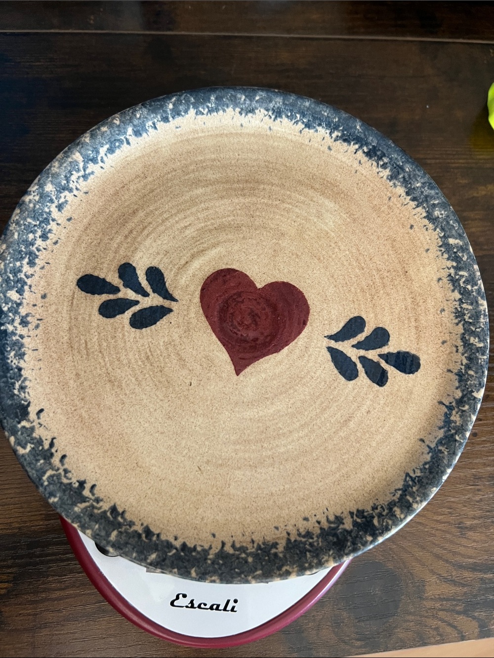 Decorative Heart Stoneware Wall Plate - Red and Black vintage heart